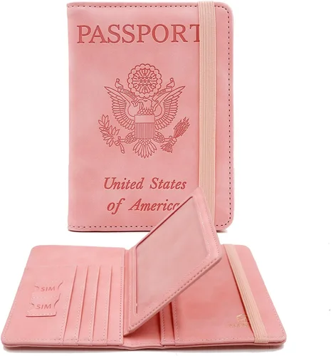 Miniatura 22 de Melsbrinna - Funda para pasaporte, ranuras para tarjetas, bonita funda para pasaporte para mujeres/hombres, resistente al agua con bloqueo RFID