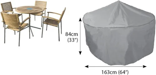 Miniatura 4 de Bosmere Funda resistente a la intemperie para mesa y sillas para exteriores, 64 pulgadas de diámetro x 33 pulgadas de alto, gris
