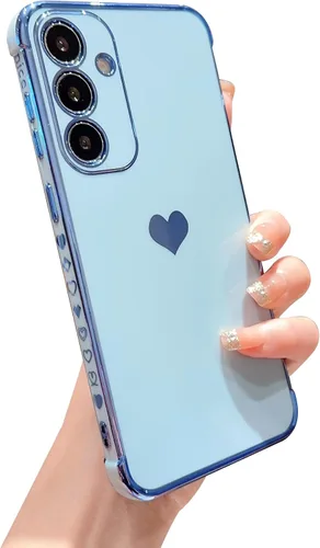 Miniatura 25 de phylla Funda de teléfono compatible con Samsung Galaxy A12 de 6.5 pulgadas, lindo corazón chapado en oro, elegante funda de lujo para mujer