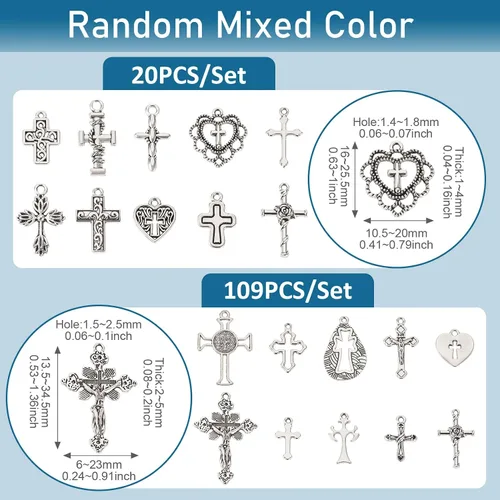 Miniatura 4 de Cheriswelry Colgantes de cruz de aleación de metal, estilo tibetano, Crucifijo vintage, colgantes de cruz para manualidades, collares, aretes