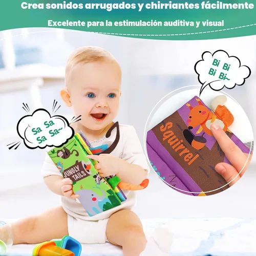 Miniatura 4 de beiens - Libros de tela para bebés, libro táctil y crujiente para bebés de 0-3-6-12-18 meses, juguetes blandos interactivos para cochecitos