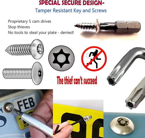 Miniatura 7 de Aootf Tornillos de acero inoxidable para placa de matrícula, pernos antirrobo para marco de matrícula, sujetadores resistentes a manipulaciones