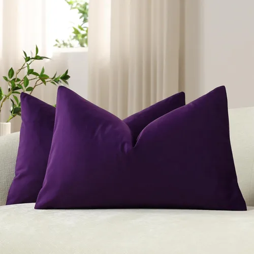 Miniatura 20 de Dezene - 2 fundas decorativas de terciopelo para almohada Hielo de vainilla