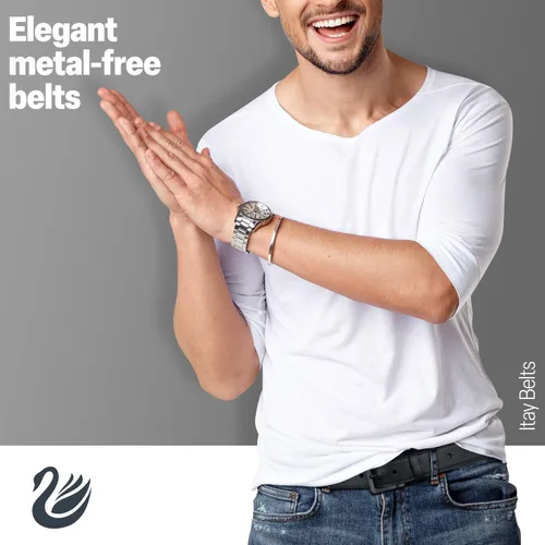 Miniatura 8 de ITAY - Cinturón sin metal, correa de piel hipoalergénica TSA, cinturón ajustable resistente, cinturón ajustable para hombre, cinturón sin níquel