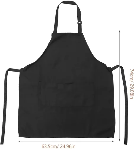 Miniatura 2 de Adjustable Waterproof Kitchen Apron with Pockets, Black Dishwasher Apron for Cooking, Housework, Restaurant, and Cleaning Use