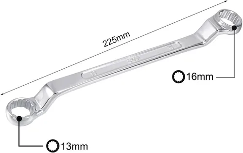 Miniatura 2 de uxcell Llave métrica de extremo de caja doble de 0.512 in x 0.630 in con desplazamiento de 12 puntos, cromada, acero Cr-V