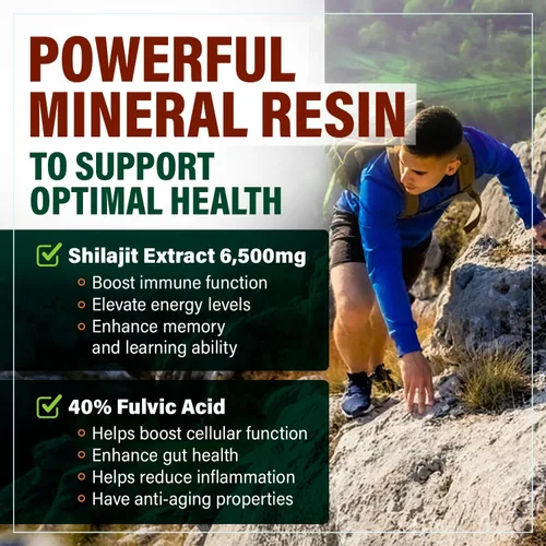Miniatura 4 de Shilajit de 6,500 mg para hombres y mujeres con 40% de ácido fúlvico (alta absorción) Cápsulas de suplemento Shilajit con más de 85 minerales