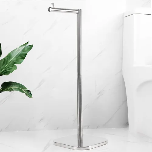 Miniatura 8 de Soporte de papel higiénico, almacenamiento de papel higiénico independiente para baño, soporte de papel higiénico de acero inoxidable con reserva