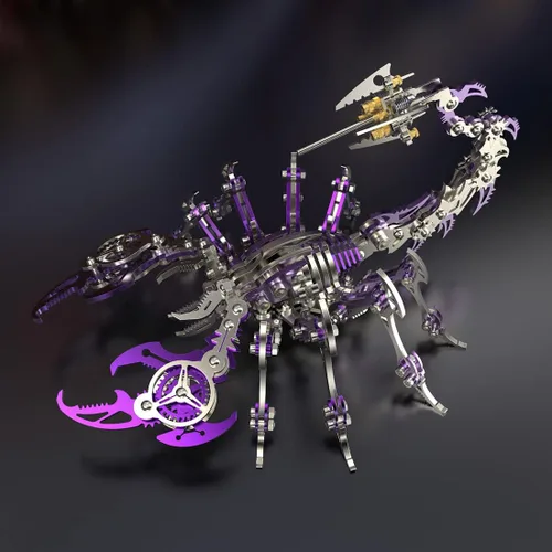Rompecabezas de metal 3D morado para adultos Scorpion, kit de modelo de metal 3D colorido para construir con herramienta, kits de modelo de
