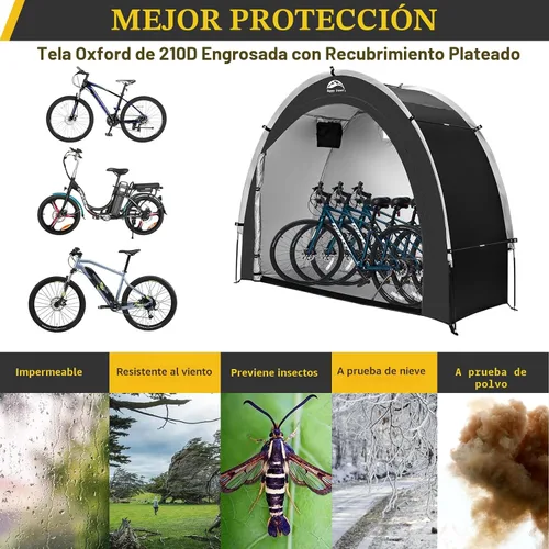 Miniatura 5 de Happy Travel Tienda de campaña de almacenamiento para bicicletas, cobertizos de almacenamiento de bicicletas portátiles para exteriores con tela