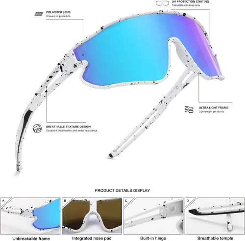 Miniatura 24 de Lentes de sol para niños, lentes de sol de béisbol juveniles, polarizados, deportivos, ciclismo, para niños y niñas, marco ligero