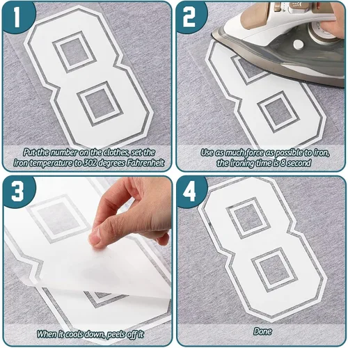 Miniatura 4 de WILLBOND 24 piezas de números para planchar, números de transferencia térmica de jersey del 0 al 9 para uniforme de equipo, camiseta de fútbol Blanco
