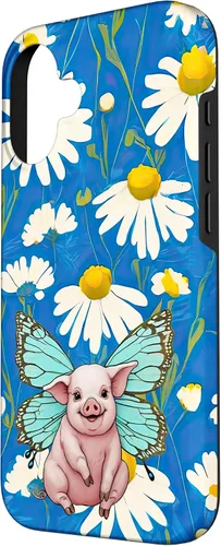 Miniatura 2 de Adorable pig piglet with butterfly wIngs daisy flower sweet Case for iPhone 16