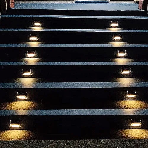 Miniatura 10 de Paquete de 6 luces solares para escalera, jardín, caminos. Luces LED de acero inoxidable para exterior. Blanco frío