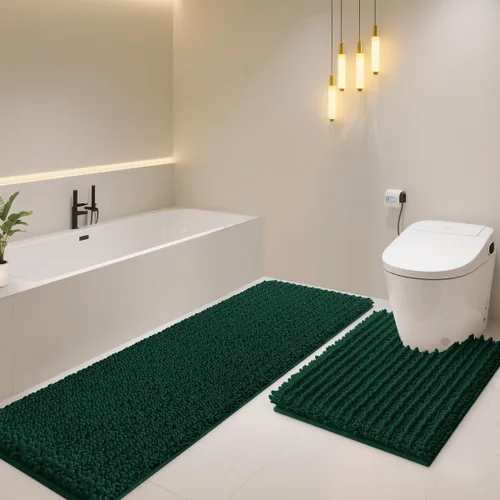 Miniatura 34 de ACCUMTEK - Juego de 2 alfombras de baño de lujo en color beige de 32"x20"+24"x17", alfombras de baño ultra suaves y gruesas absorbentes, alfombra