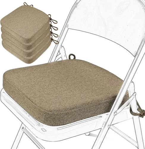 Miniatura 20 de SINOSSO Cojín de espuma viscoelástica para silla plegable, 1 unidad, almohadilla cuadrada gruesa de 2 pulgadas para silla de cocina con lazos, cojín