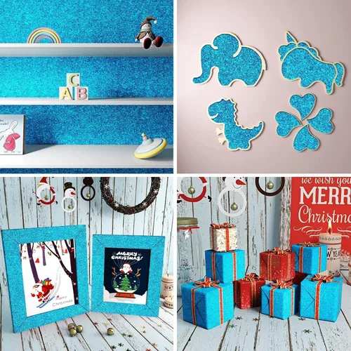 Miniatura 5 de FunStick Papel Tapiz con Purpurina Azul Océano Adhesivo y Despegable Autoadhesivo Papel de Contacto con Purpurina Azul Brillante Decorativo