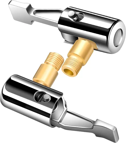 EVOULTES Paquete de 2 Portabrocas de Aire con Bloqueo y Adaptador de Manguera para Inflador de Neumáticos, Portabrocas de Neumático de Metal con