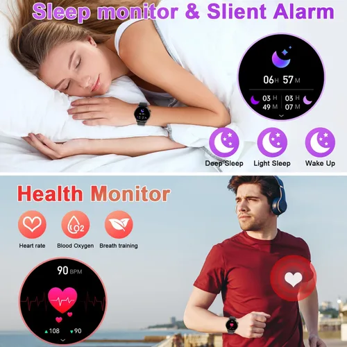 Miniatura 3 de Reloj inteligente para hombres y mujeres Fitness: resistente al agua, marca/respuesta de llamadas, relojes inteligentes para hombres, relojes
