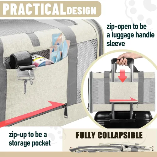 Miniatura 7 de GAPZER Transportador de mascotas para gatos grandes de 20 libras + / Transportín de lados suaves para perros pequeños de 12 libras, jaula de viaje