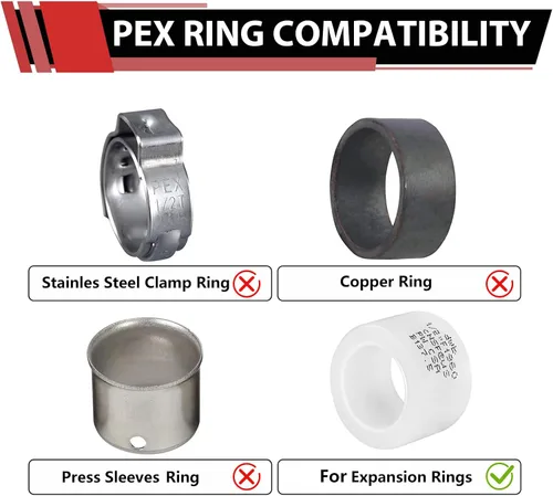 Miniatura 6 de Paquete de 2 EFIELD Válvula de bola de latón de cierre completo de puerto completo de expansión de Pex A de 1/2 pulgada con oreja caída, rojo