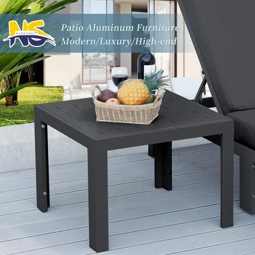 Miniatura 6 de NICESOUL® Mesas auxiliares de aluminio, 2 piezas, mesas de té grises para patio al aire libre, porche, muebles de patio trasero, piezas en pares