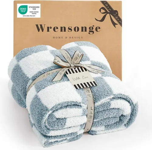 Miniatura 43 de WRENGONGE - Manta a rayas de color caqui, suave, acogedora, mullida, cálida, para sillón, sofá, cama o viajes, ligera, 50 x 70 pulgadas, regalo