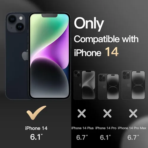 Miniatura 2 de JETech Funda para iPhone 14 de 6.1 pulgadas, resistente de doble capa de protección resistente, a prueba de golpes, con parte trasera mate (negro)