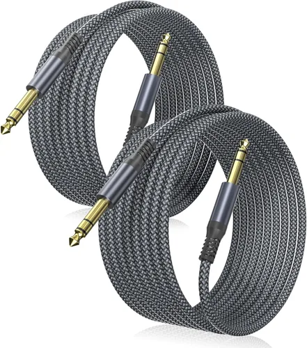 Elebase - Cable macho recto de interconexión TRS de 1/4 de pulgada, de 0.25 pulgadas, guitarra eléctrica, bajo, teclado, mezclador, amplificador,