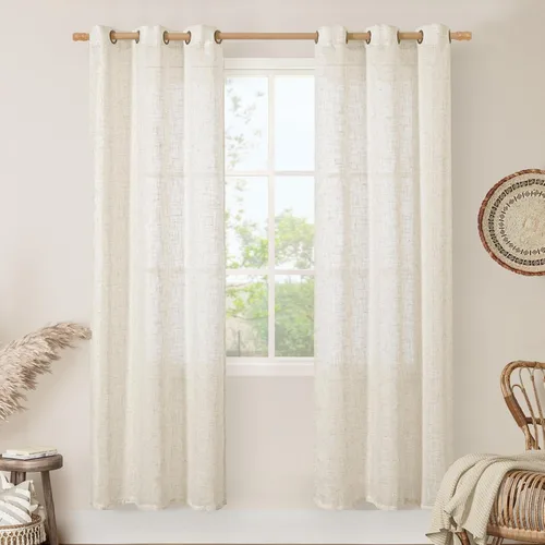 Miniatura 80 de LAMIT Cortinas de lino sintético para dormitorio, paneles filtrantes de luz, cortinas de lino con protección de privacidad con ojales para ventanas