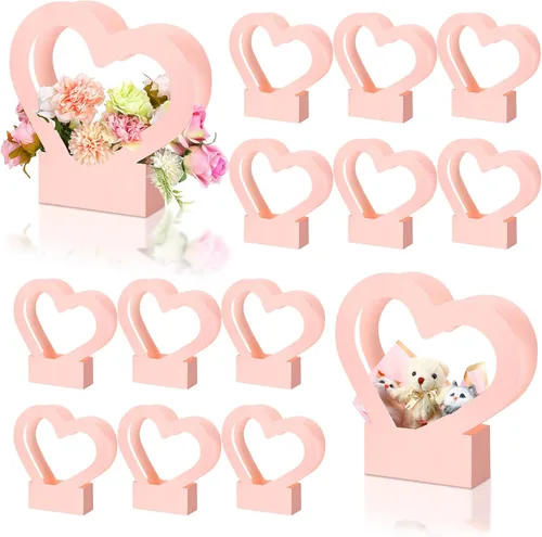 Miniatura 12 de Sinmoe 12 cajas de flores en forma de corazón de graduación para ramos de flores, bolsa de regalo de flores, bolsas de regalo vacías de boda