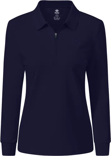 Miniatura 26 de JINSHI Polo de golf para mujer, de manga larga, con cremallera, deportiva, de secado rápido, atlética, casual, ajustada