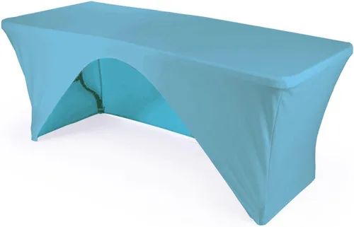 Miniatura 9 de LA Linen Mantel de elastano con respaldo abierto para mesa rectangular de 6 pies, 72 x 30 x 30 pulgadas, color negro