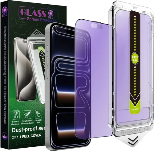 Miniatura 23 de Paquete de 2 protectores de pantalla mate antiluz azul para iPhone 14 Pro Max/15 Plus/16 Plus (6.7 pulgadas), vidrio templado 9H, antirreflejos