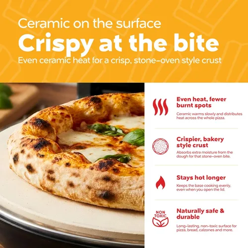 Miniatura 5 de MisterChef Horno eléctrico de pizza para interiores, horno de pizza de encimera de 12 pulgadas, calentamiento rápido de hasta 800 °F, máquina