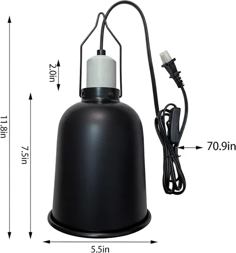 Lámpara de cúpula de reptil, 5.5 pulgadas, lámpara de peregrino para lagartos, tortugas, serpientes, compatible con bombillas de calor UVA/UVB y