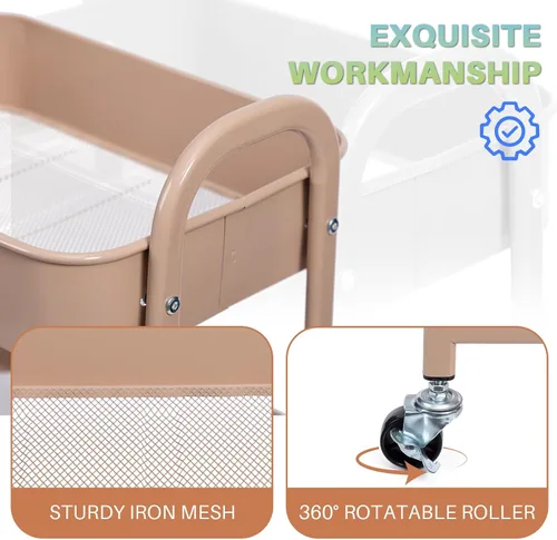 Miniatura 2 de AGTEK Carrito utilitario de 3 niveles con ruedas bloqueables, almacenamiento multifuncional de metal, carrito organizador para cocina, oficina, sala