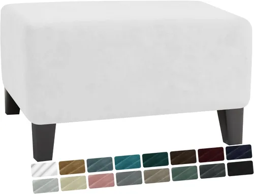 Miniatura 10 de MAXIJIN Funda Otomana de Terciopelo Cubierta Rectangular Elástica Cubiertas de Otomano Cuadradas Funda Rectangular Lavable para Taburete de Pie