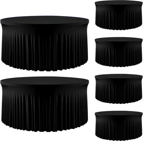 Miniatura 13 de 2 Pack White 72 inch Round Spandex Tablecloth, Washable Stretchy Fitted 6FT Round Tables,Elastic Edge with Skirt, Wrinkle-Free Table Cloths for