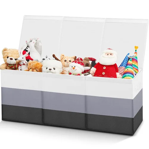 Miniatura 14 de Patelai Caja de juguetes extra grande con tapas, de 4/3 rejillas, pecho grande, plegable, para niños, niñas, sala de estar, guardería, sala de serie