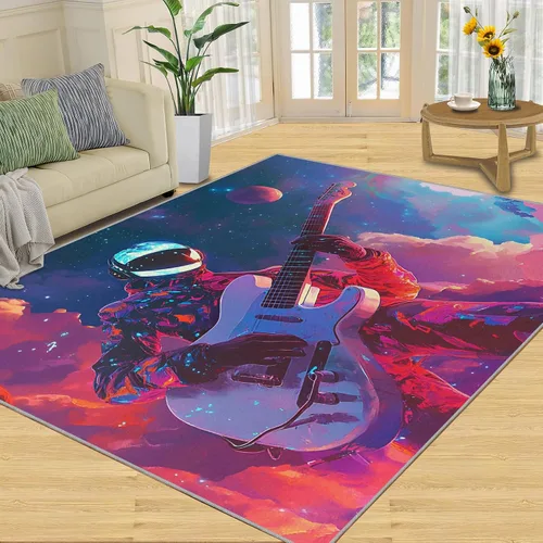 Miniatura 29 de Alfombra de guitarra, alfombra de 2 x 3 pies para entrada, alfombra de área musical, alfombra lavable de guitarra fresca para dormitorio, alfombra