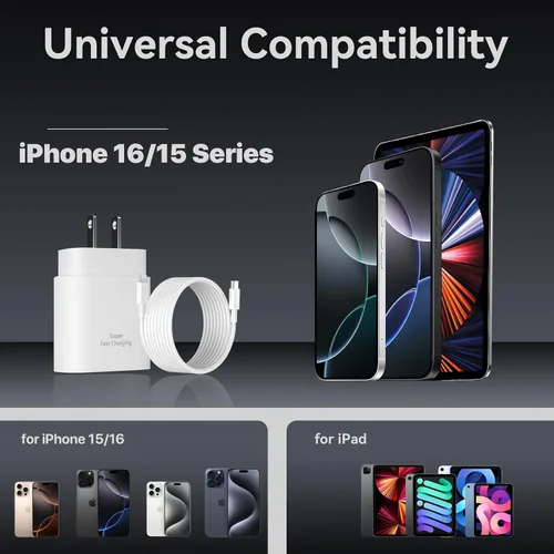 Miniatura 7 de Cargador para teléfono 17, 16, 15 Pro Max, carga rápida PD de 30 W, cable de carga para iPhone 17 de 6 pies (65 W/3 A), cable largo USB C con iPhone