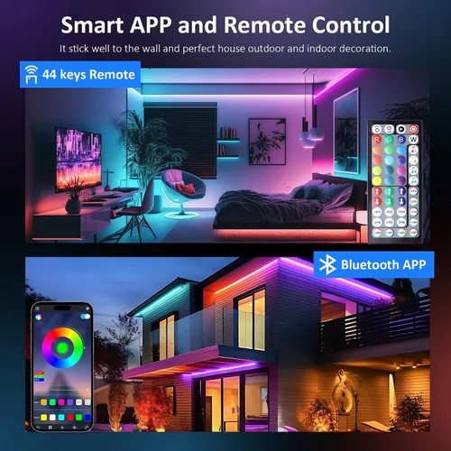 Miniatura 4 de Tira de luces LED RGB para exteriores de 80 pies, luces LED de sincronización de música IP68 con control de aplicación y control remoto, luces LED