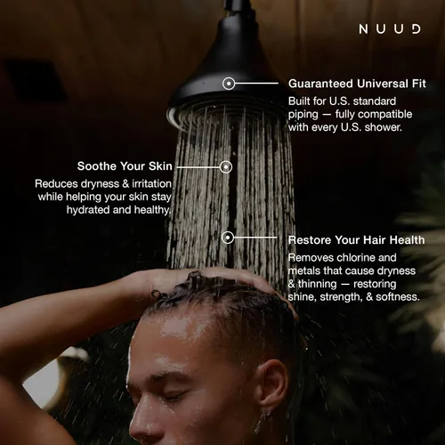 Miniatura 3 de NUUD Cabezal de ducha filtrado, elimina el cloro, los metales pesados y los contaminantes para un cuero cabelludo, piel y cabello más saludables