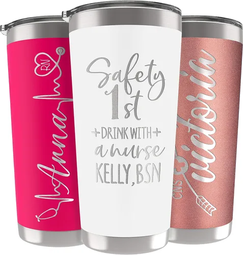 Miniatura 15 de Vaso de enfermera personalizado de 20 onzas con tapa, ejército, grabado con láser, regalos de agradecimiento para enfermeras, regalos de graduación