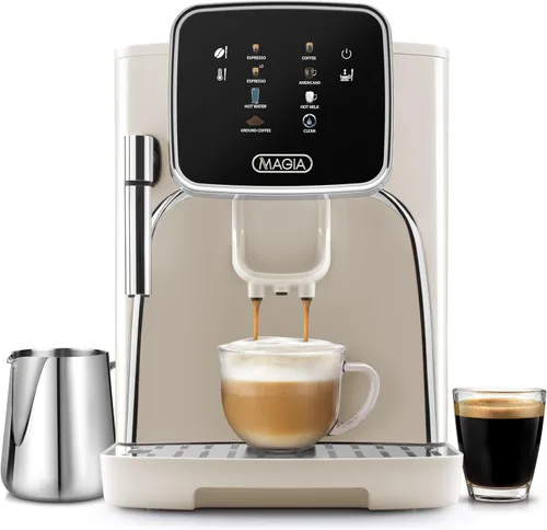 Miniatura 13 de Zulay Kitchen Magia Clasica - Máquina automática de café expreso con molinillo integrado, cafetera de panel táctil, espumador de leche con varita