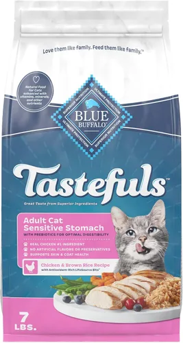 Miniatura 12 de Blue Buffalo Tastefuls - Comida seca natural para gatos adultos, estómago sensible, receta de pollo y arroz integral, bolsa resellable de 3 libras