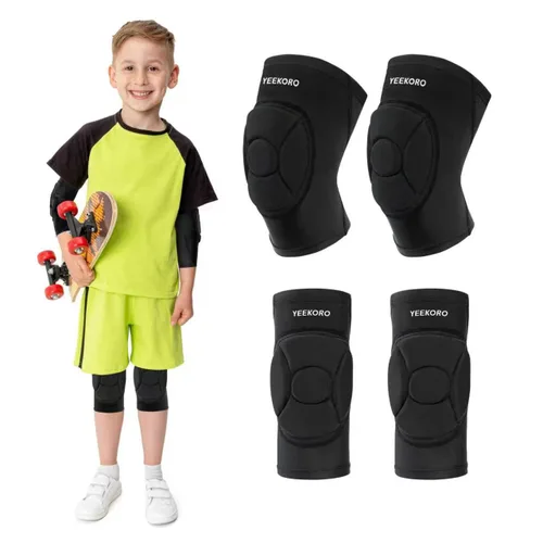 Kids Knee Pads + Elbow Pads, Compression Support Sleeve with Thickened Pad, Breathable & Lightweight Protective Gear for Basketball Wrestling