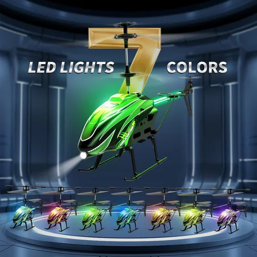 Miniatura 2 de Dwi Dowellin Helicóptero a control remoto, juguete de helicóptero para niños con 26 minutos de vuelo (2 baterías), 8 modos de luz, fácil control