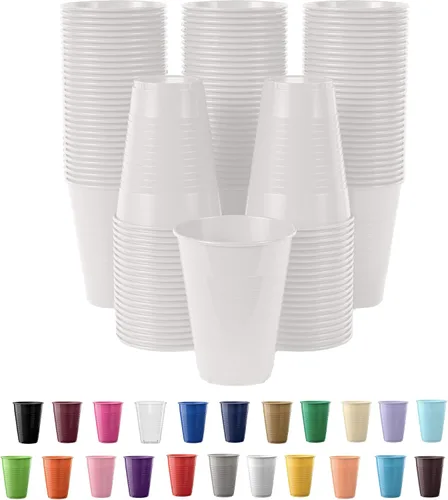 Miniatura 20 de Exquisitos vasos de plástico Party Solids de 12 onzas para suministros de fiesta, paquete de 50 vasos desechables amarillos de plástico, vasos